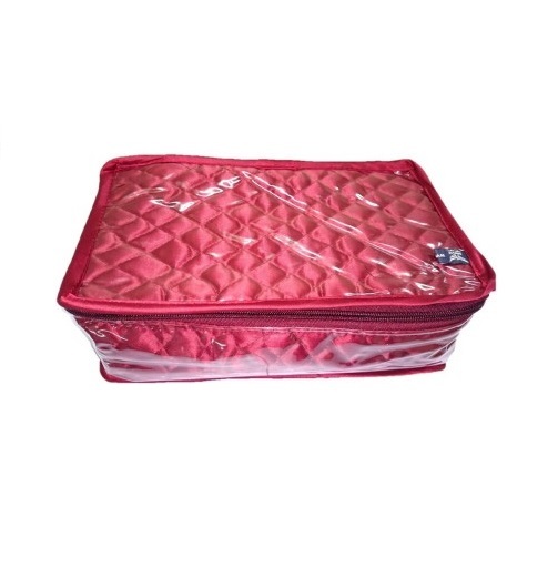 1 NECKLACE EARRING HALF SET 5 POUCHES TRAVEL CASE STORAGE BAG JEWELRY BOX MAROON