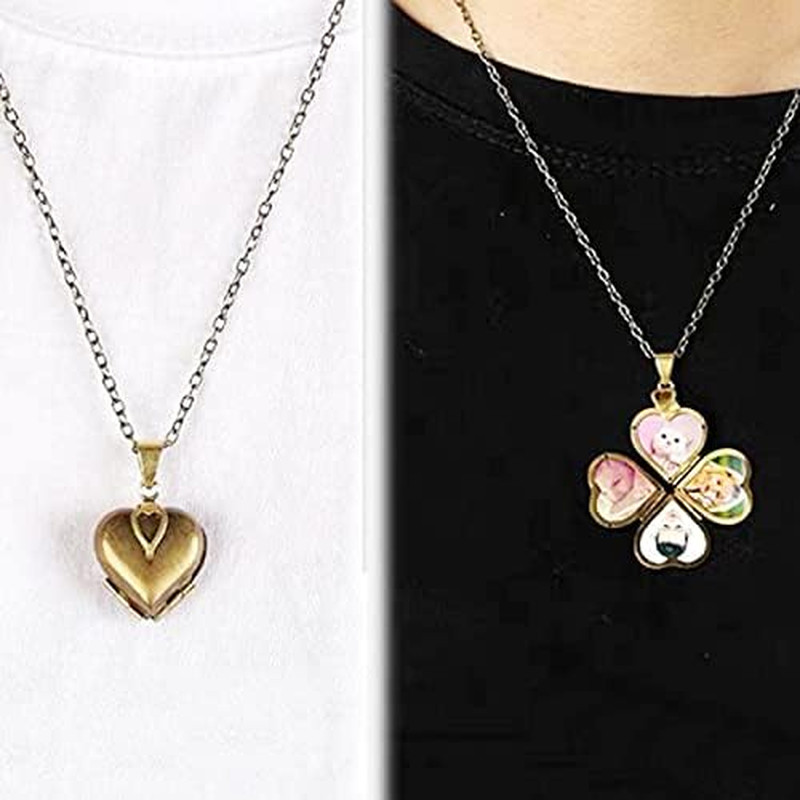 1Pcs Gostear Cute Four Leaf Clover Love Heart Pendant Photo Locket Necklace That