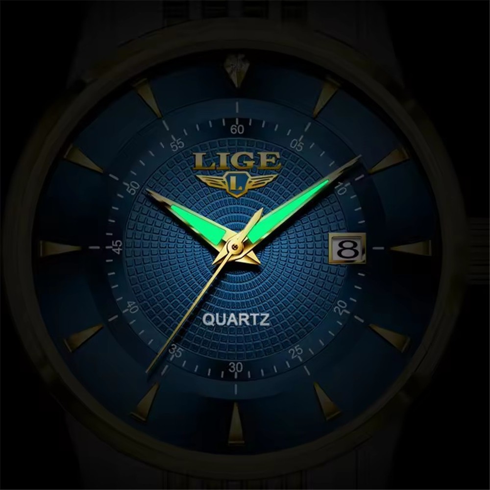 LIGE Men Watch Brand Steel Quartz Wristwatch Casual Business Male Date Watches