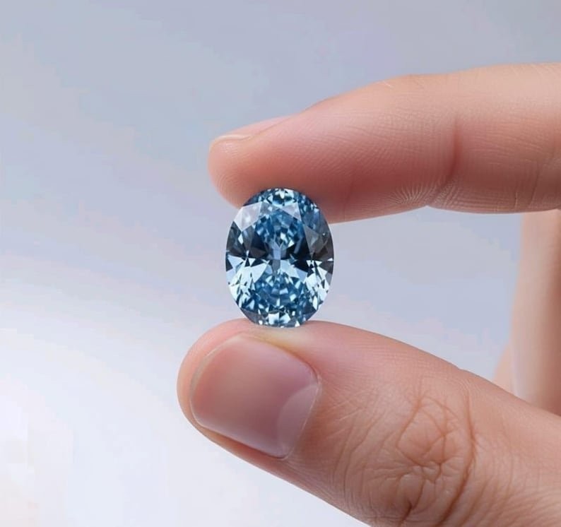 5 CT Oval Cut Loose Lab Grown Diamond Fancy Blue Color VVS1 Clarity Loose Gems