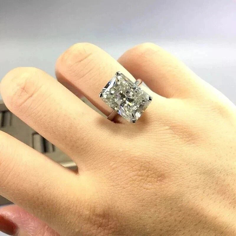 4.80 Ct White Moissanite Radiant Cut 1-Stone Wedding Ring 925 Sterling Silver