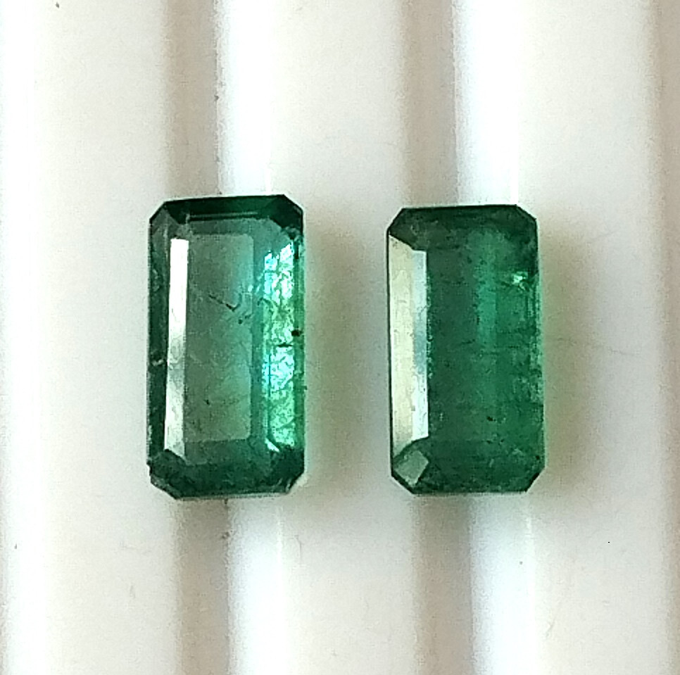 4X8 mm Emerald Cut Emerald Natural Zambian Faceted Untreated Gemstone 2 Pieces