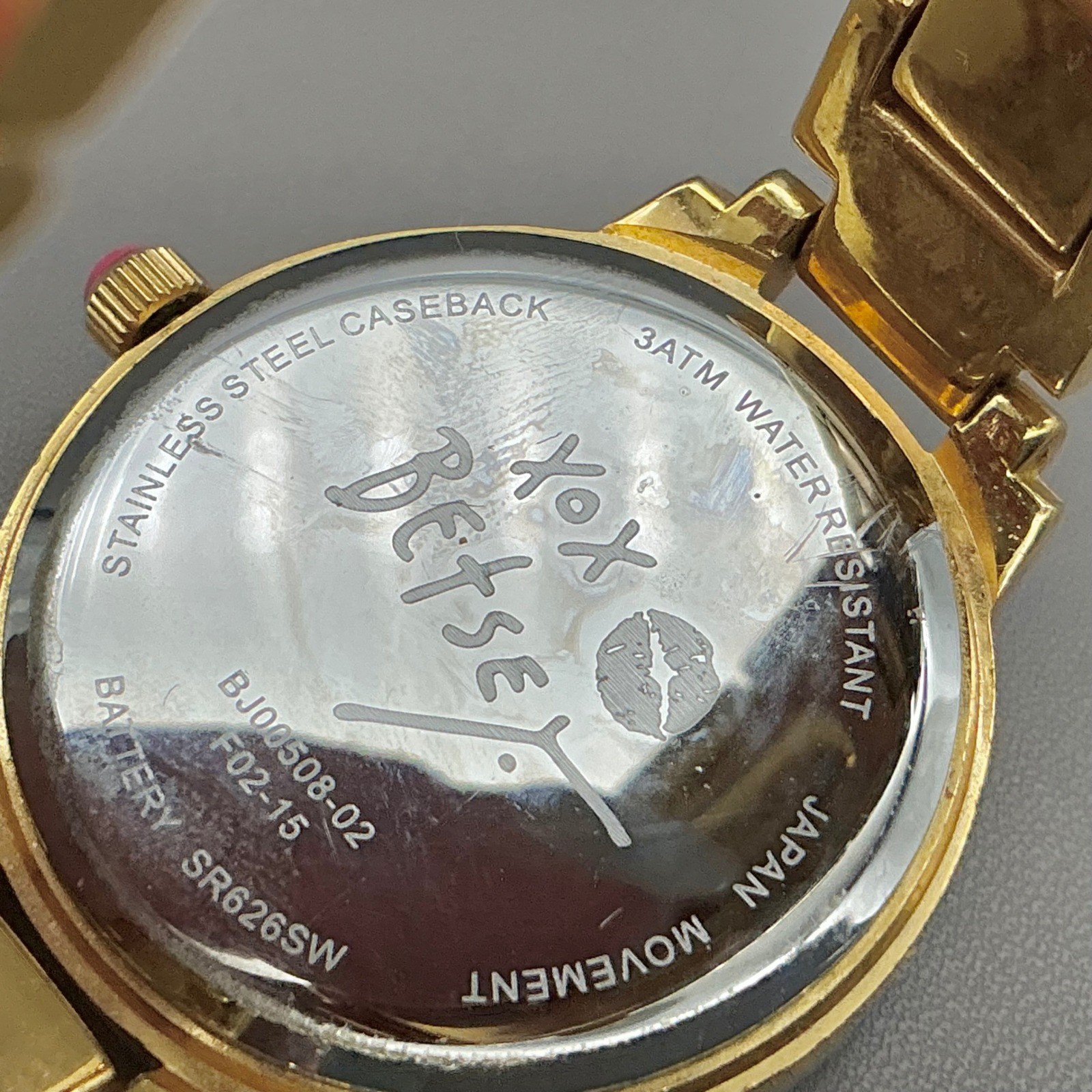 Betsey Johnson Watch Women Gold Tone Crystal Studded Pyramid Link NEW BATTERY