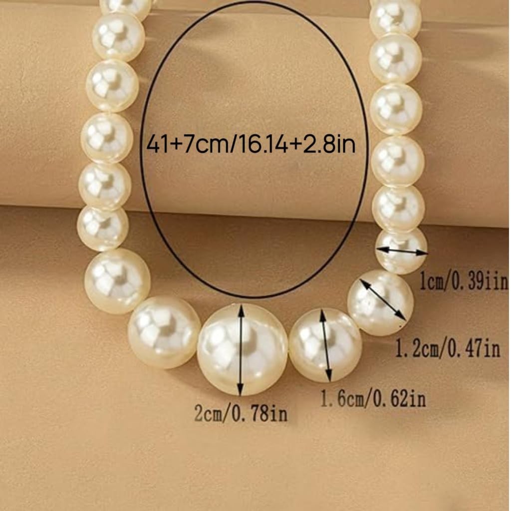 Faux Pearl Choker Necklaces for Women Big Necklace Chunky A-pearl