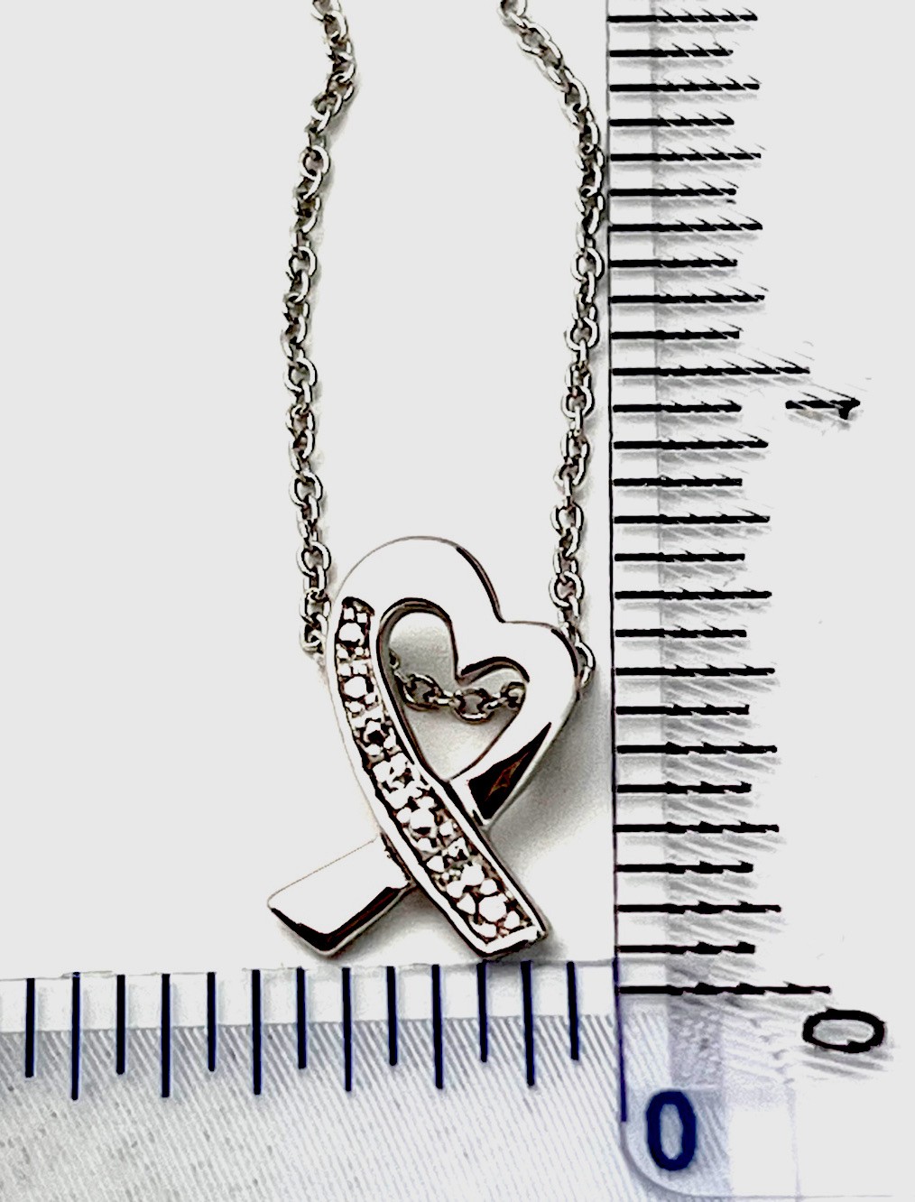 Sterling Silver 925 3.3  Gram 6 CZ Designer Inspired Heart Necklace 16”+2 “