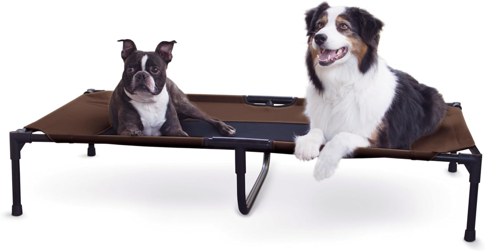 K&H Outdoor Elevated Dog Bed, Cooling Raised Dog Bed, Chocolate, XL 50X32In | Pe