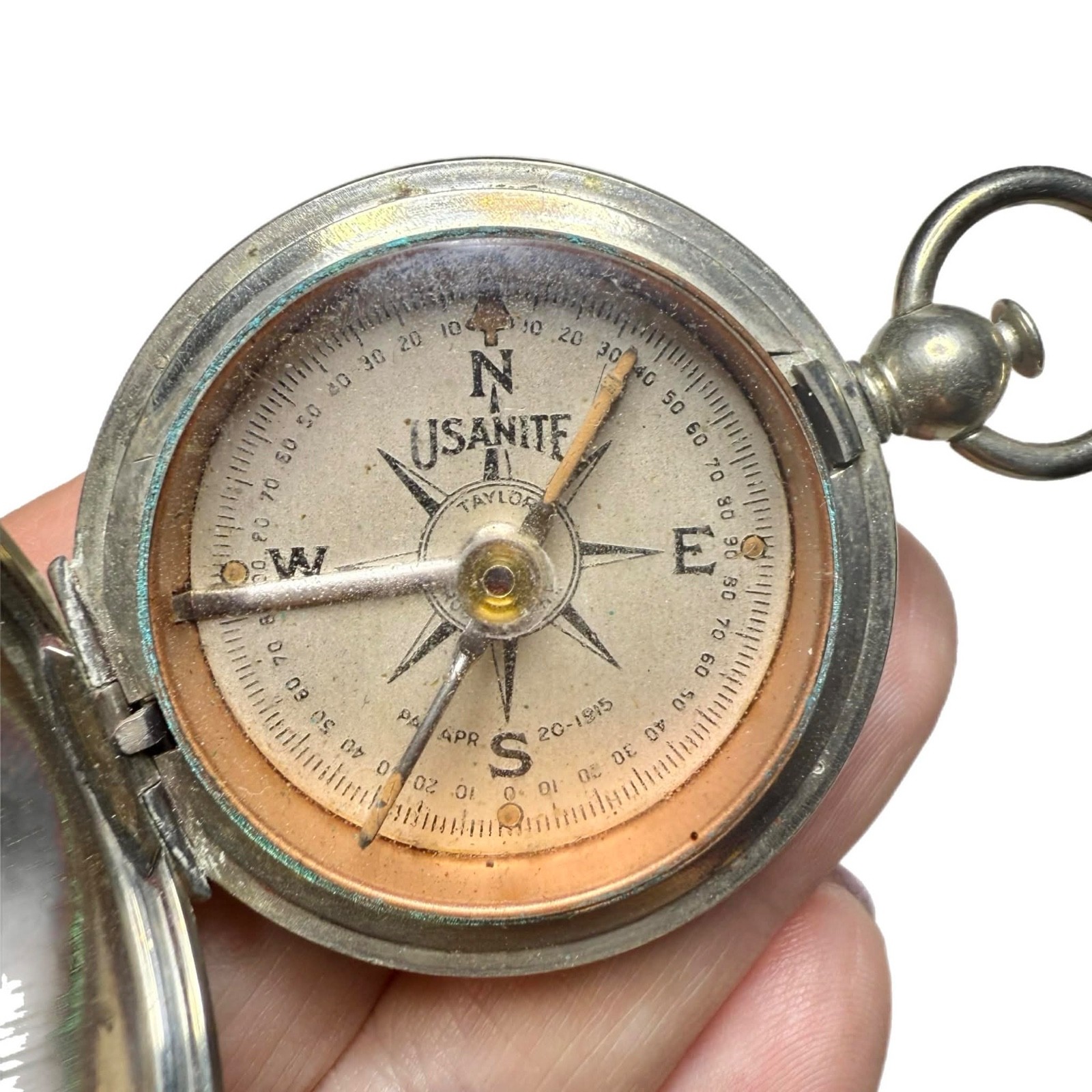 LUX Antique Usanite Compass, Taylor, 1915- 1918, Pendant, Fob, Engineering