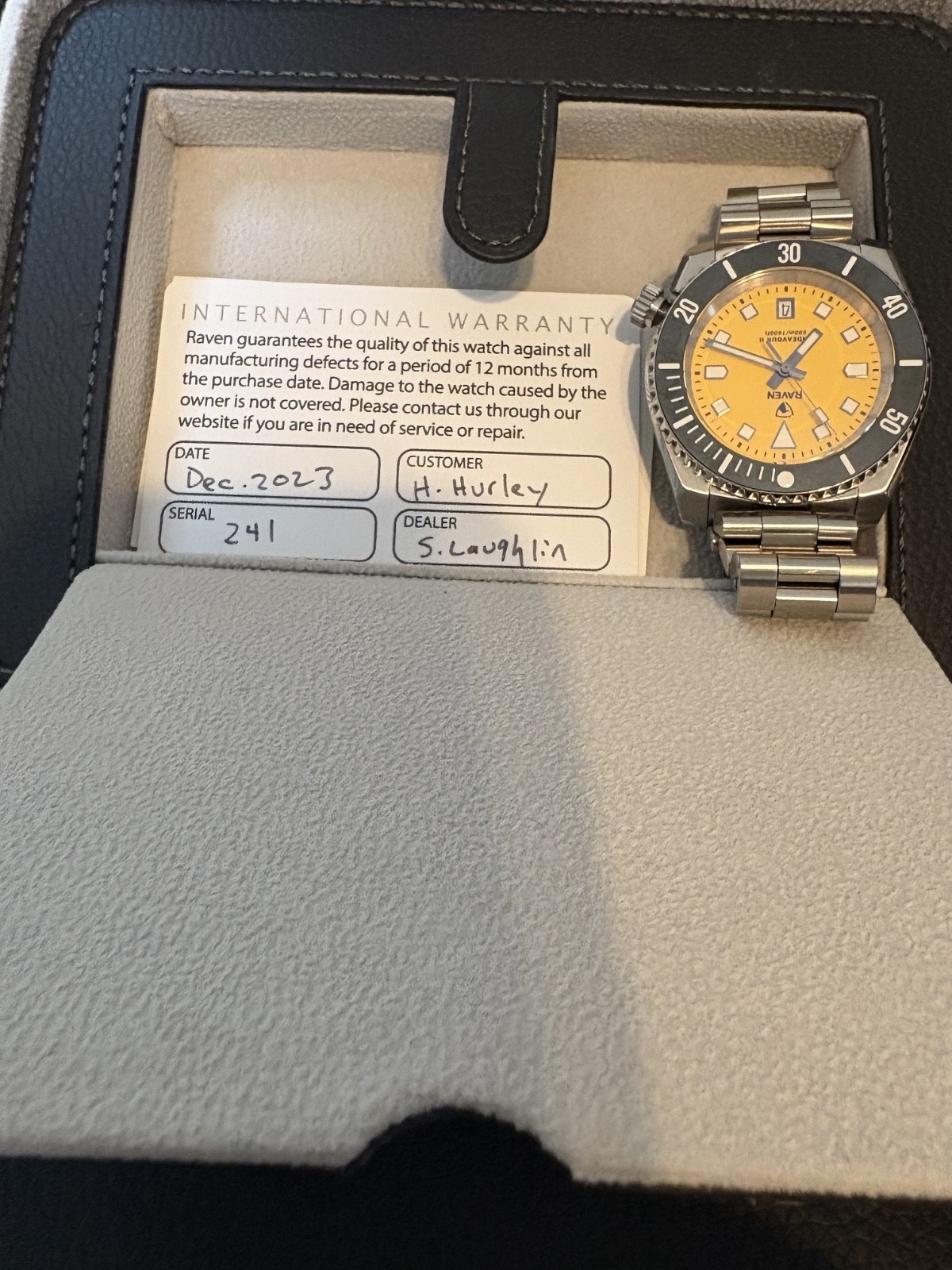 RAVEN ENDEAVOUR II 42MM WATCH – YELLOW DIAL, BLACK BEZEL