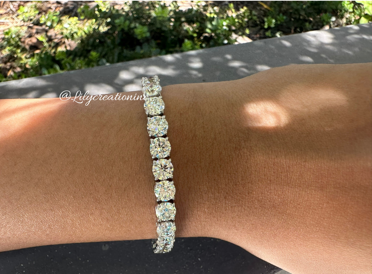 18.50 Carat Round Lab Grown Diamond Tennis Bracelet 6.50 Inch 10K Gold