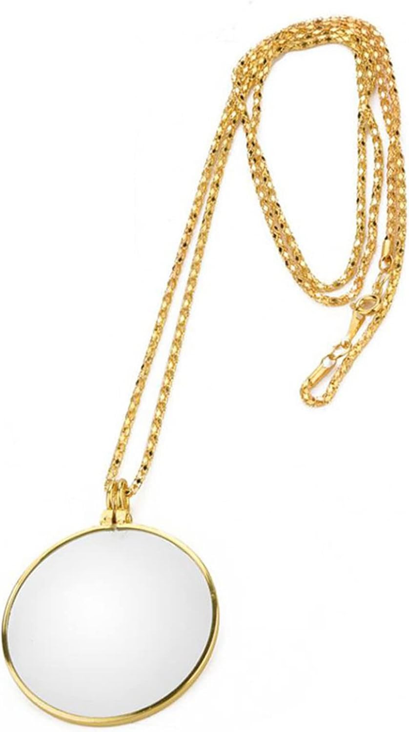 Magnifying Glass Necklace Monocle, 5X Necklace Magnifier with 1.6 Inch Glass