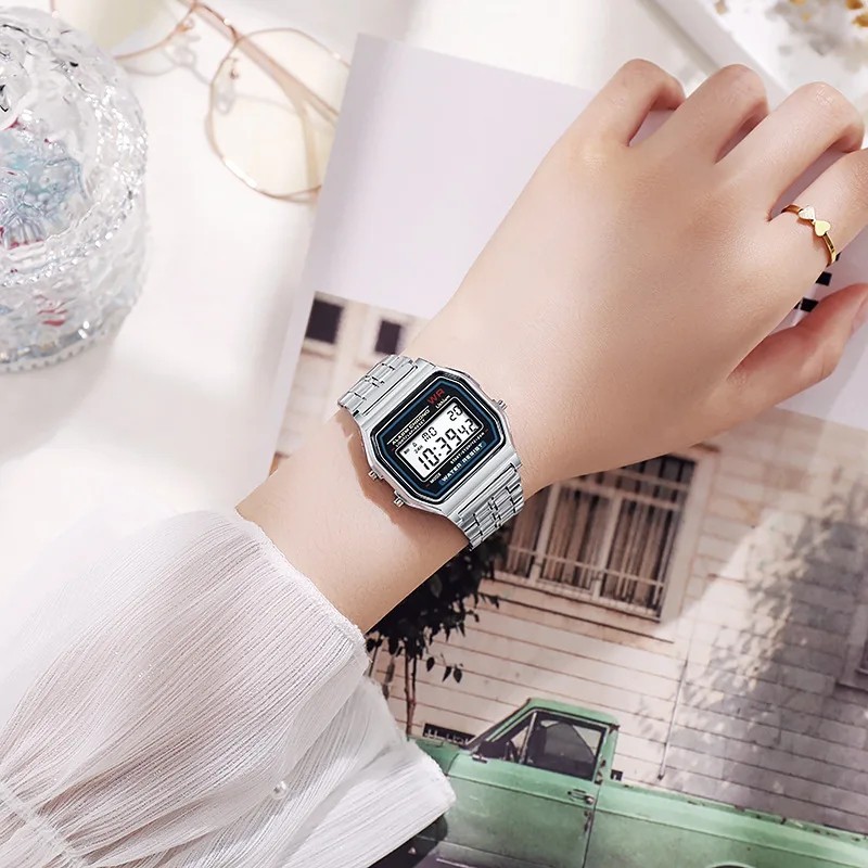 Vintage Retro Digital Watch GOLD For Men & Women w/ Alarm Stop Watch