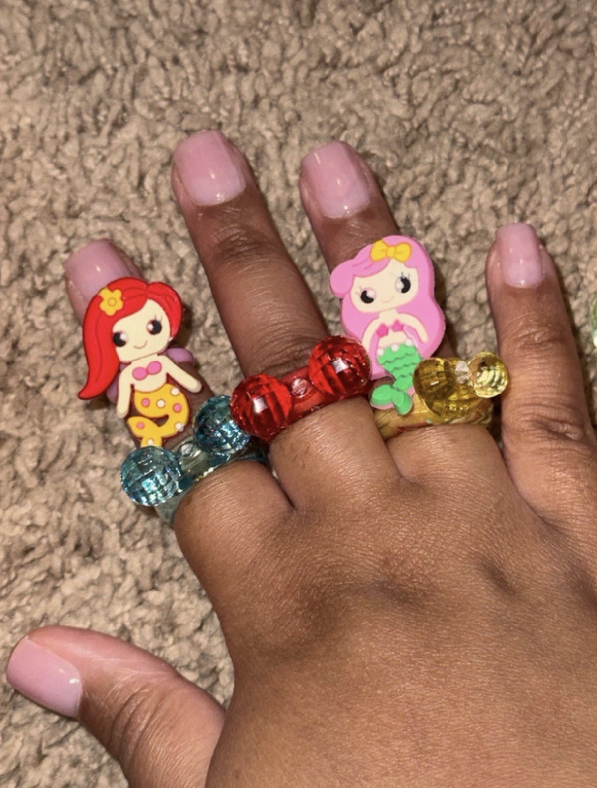Girls Multicolor Plastic Adjustable Cartoon Ring Lot, Mickey Mouse Shape