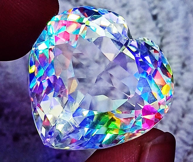 Loose Gemstone Mystic Quartz Heart Cut 53.45 Ct Certified With Free Gift