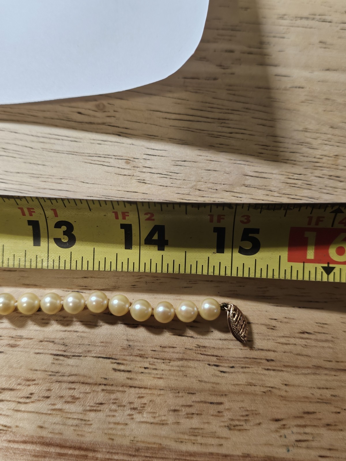 Vintage 15 Inch Hand Knotted Akoya Pearl Necklace 14k Yellow Gold Clasp