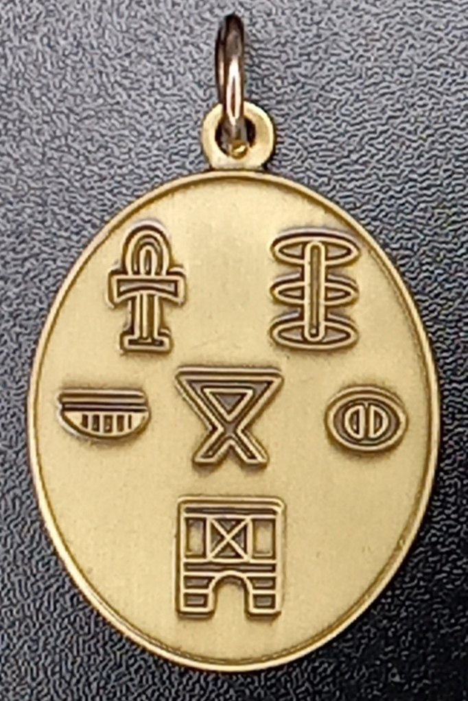 Egyptian Symbols Hieroglyphs Ankh Djed Pillar Pendant Charm Vintage