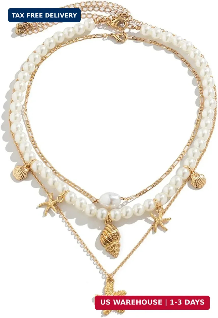 Shell Necklaces Women Layered Gold Boho Beaded Seashell