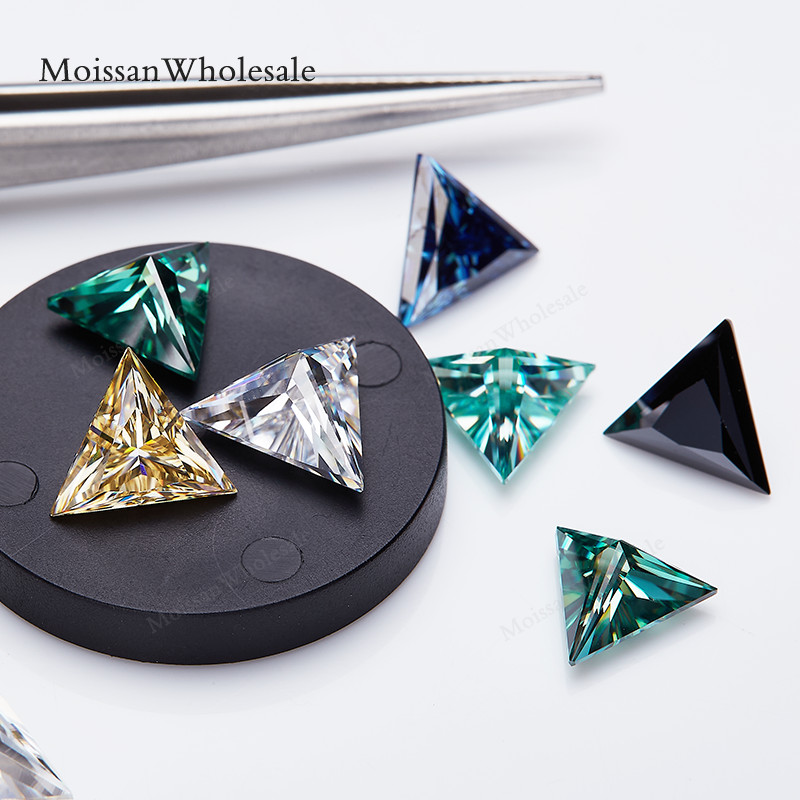 (Never Fade) Loose Moissanite Stones Triangle All Color Gems for Jewelry Making