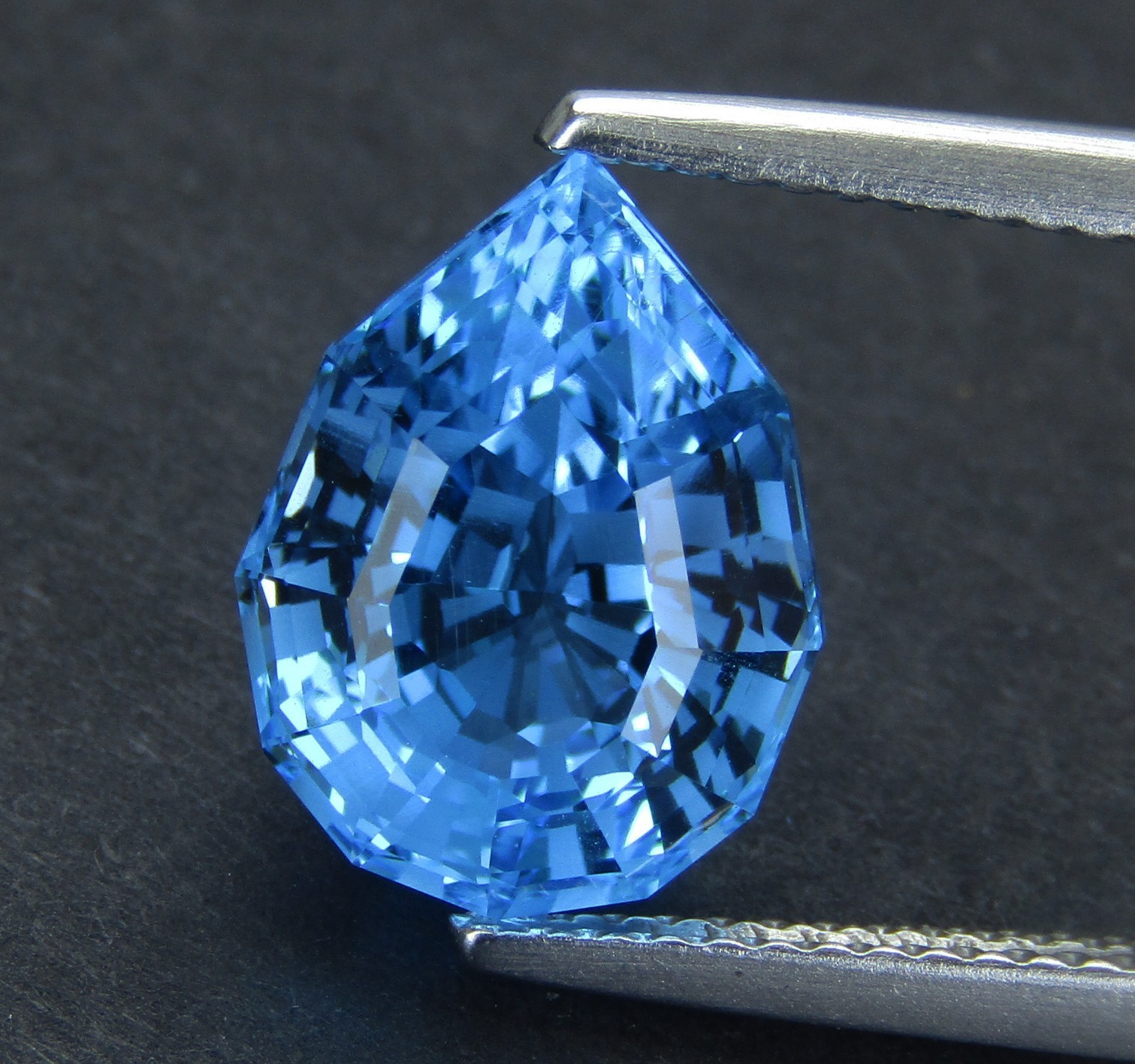 6.45Cts Classic Natural Swizz Blue Topaz Pear Shape Precision Cut