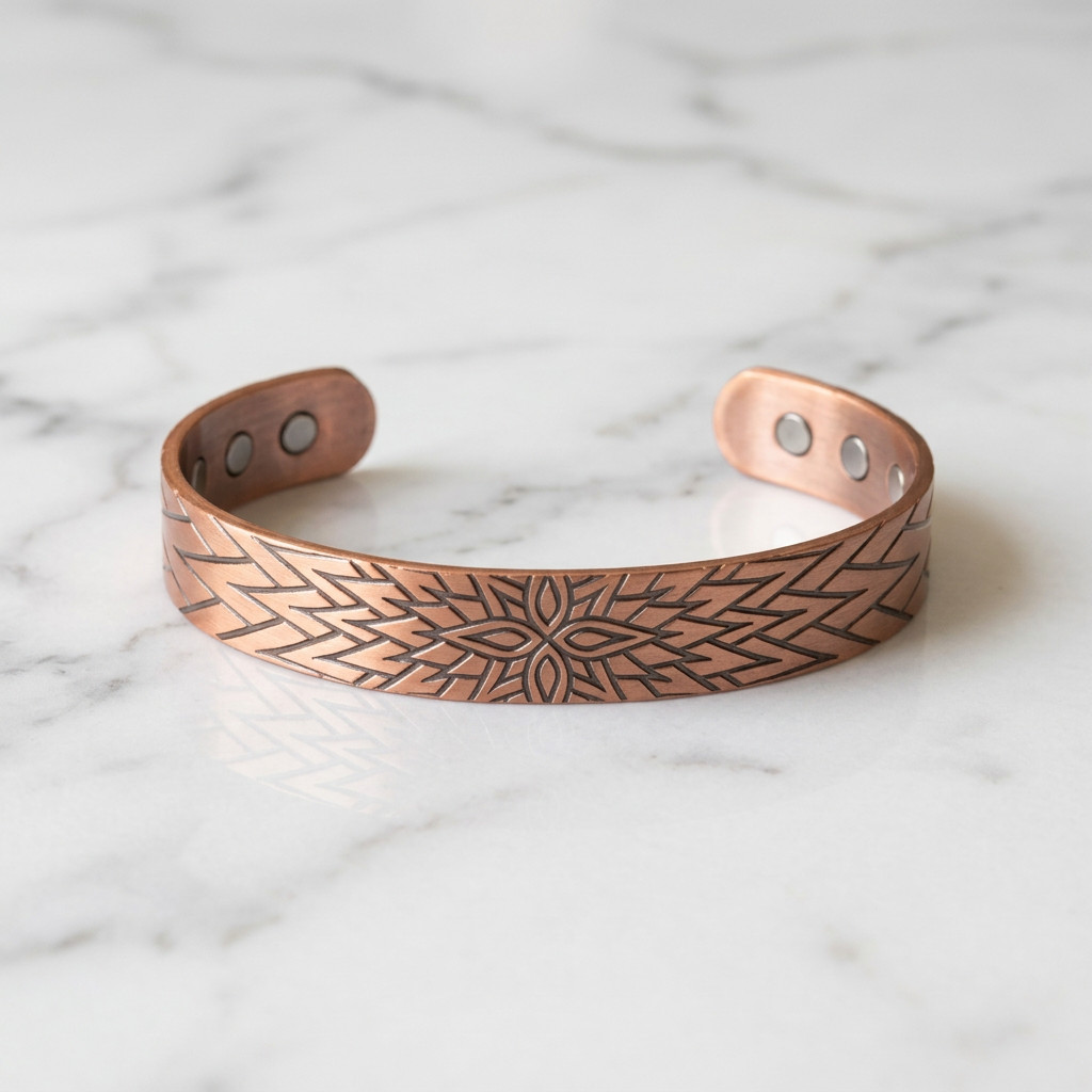 9 Pack Solid Copper Magnetic Bracelet Arthritis Pain Therapy Cuff Set Display