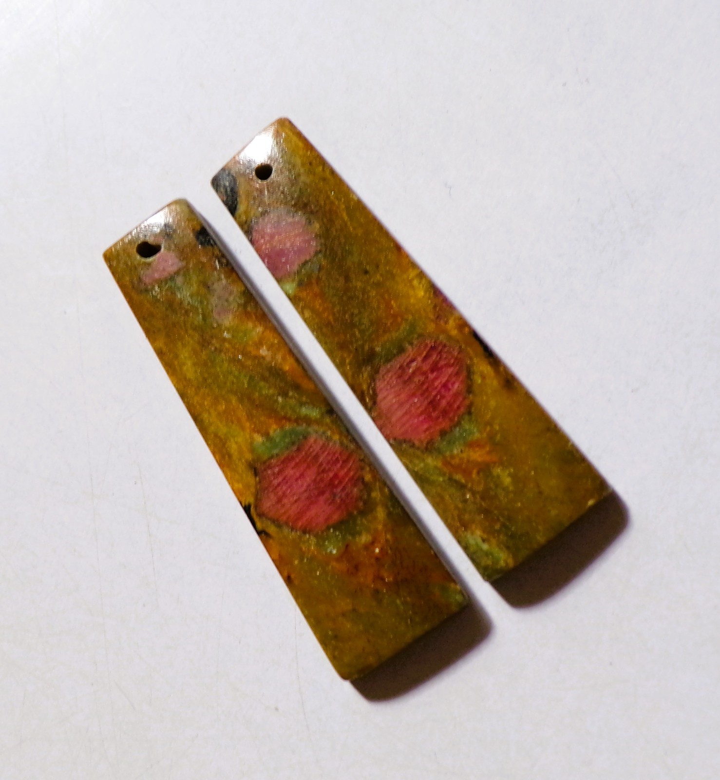 61.50 Cts Natural Ruby Fuchsite Drilled Cabochon Match Pair Gemstone 44X13MM 51