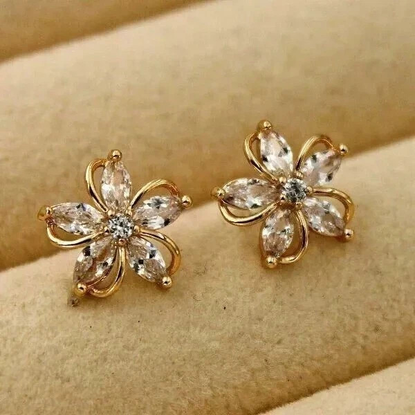 14K Yellow Gold Plated 1.50Ct Marquise Cut Simulated Diamond Women Stud Earrings