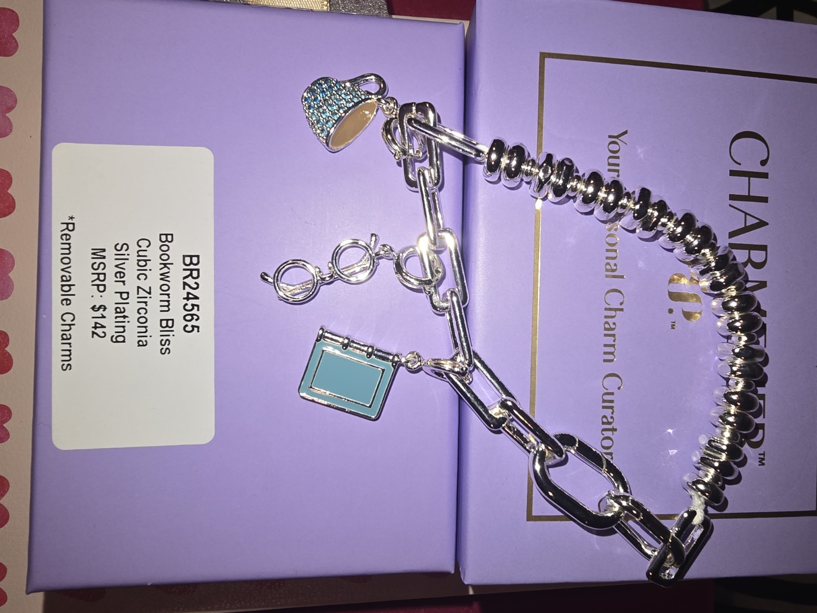 Bomb Party Charmelier Bracelet “Bookworm Bliss” BR24565 Cubic Zirconia / Silver
