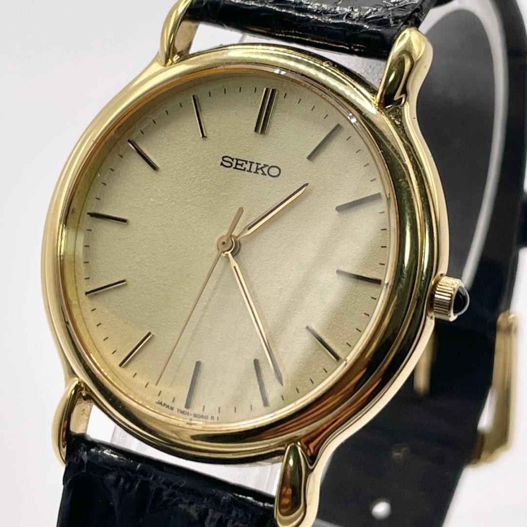 New battery replaced / fully functional SEIKO gold round quartz men’s watch