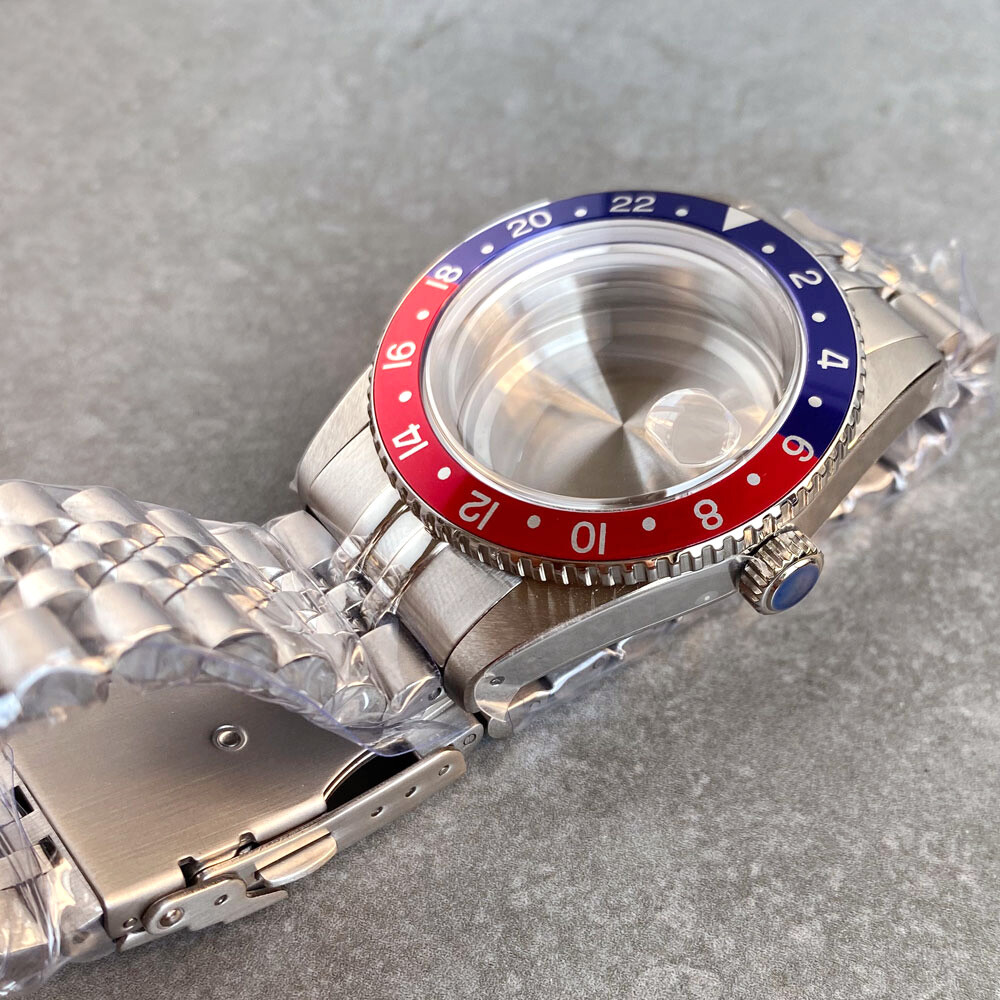 38mm Stainless Steel Brushed 200M Diver Watch Case Fit NH34 GMT NH35 Sapphire