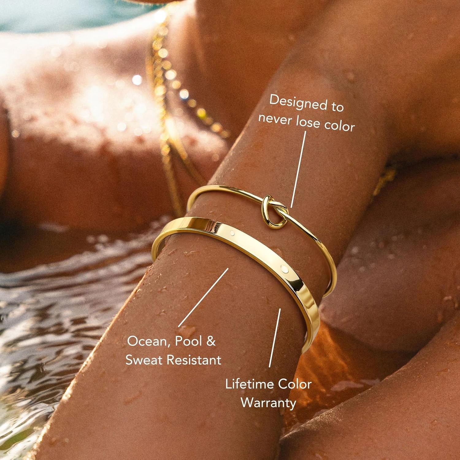 Trendy Stackable Gold Bracelet Set for Women – Non-Tarnish & Waterproof, 3 Count