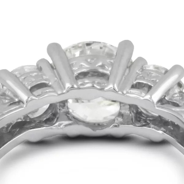 Three Stone Engagement Ring 18K Gold Vintage 1.26 CT Round Natural Diamond F SI1