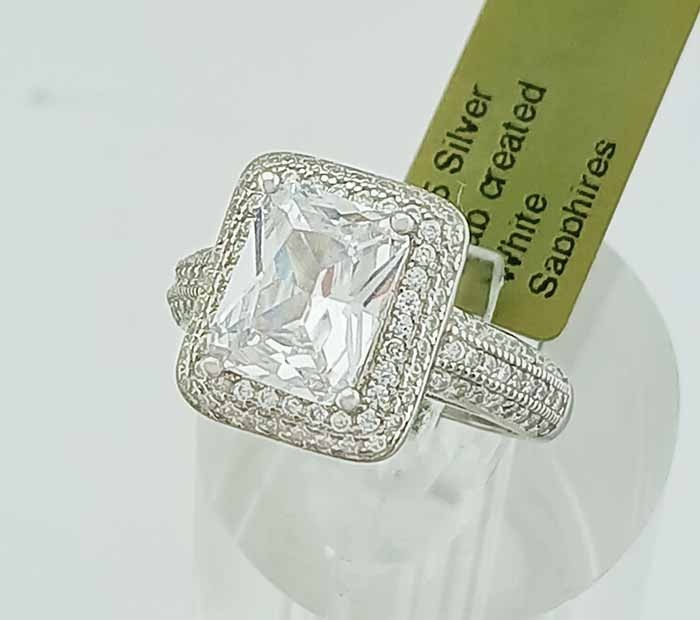LAB CREATED 3.17 Cts WHITE SAPPHIRE RING SOLID .925 STERLING SILVER – NWT