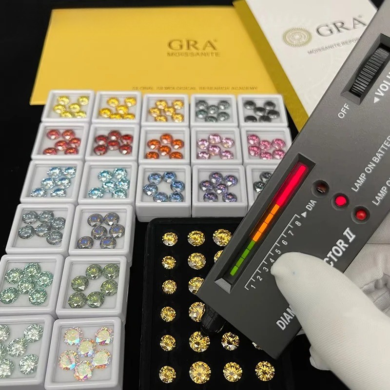 GRA VVS1 Multicolor 0.1-5ct Round Cut Moissanite Stone Wholesale for Jewelry