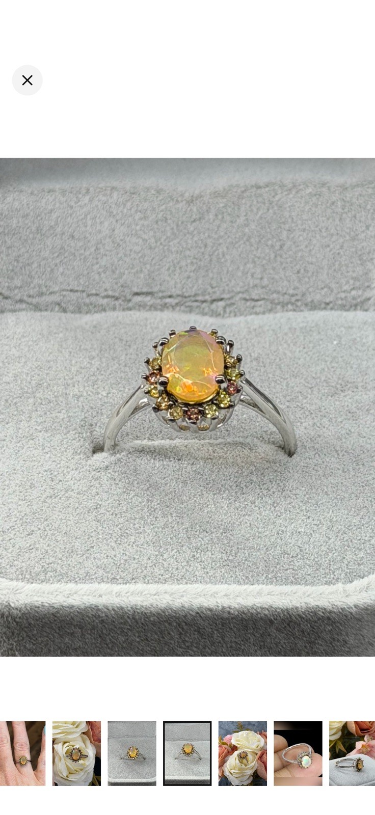 Enchanting Natural Diamond cut Sapphire with Fire Opal 925 Sterling Silver Sz 7