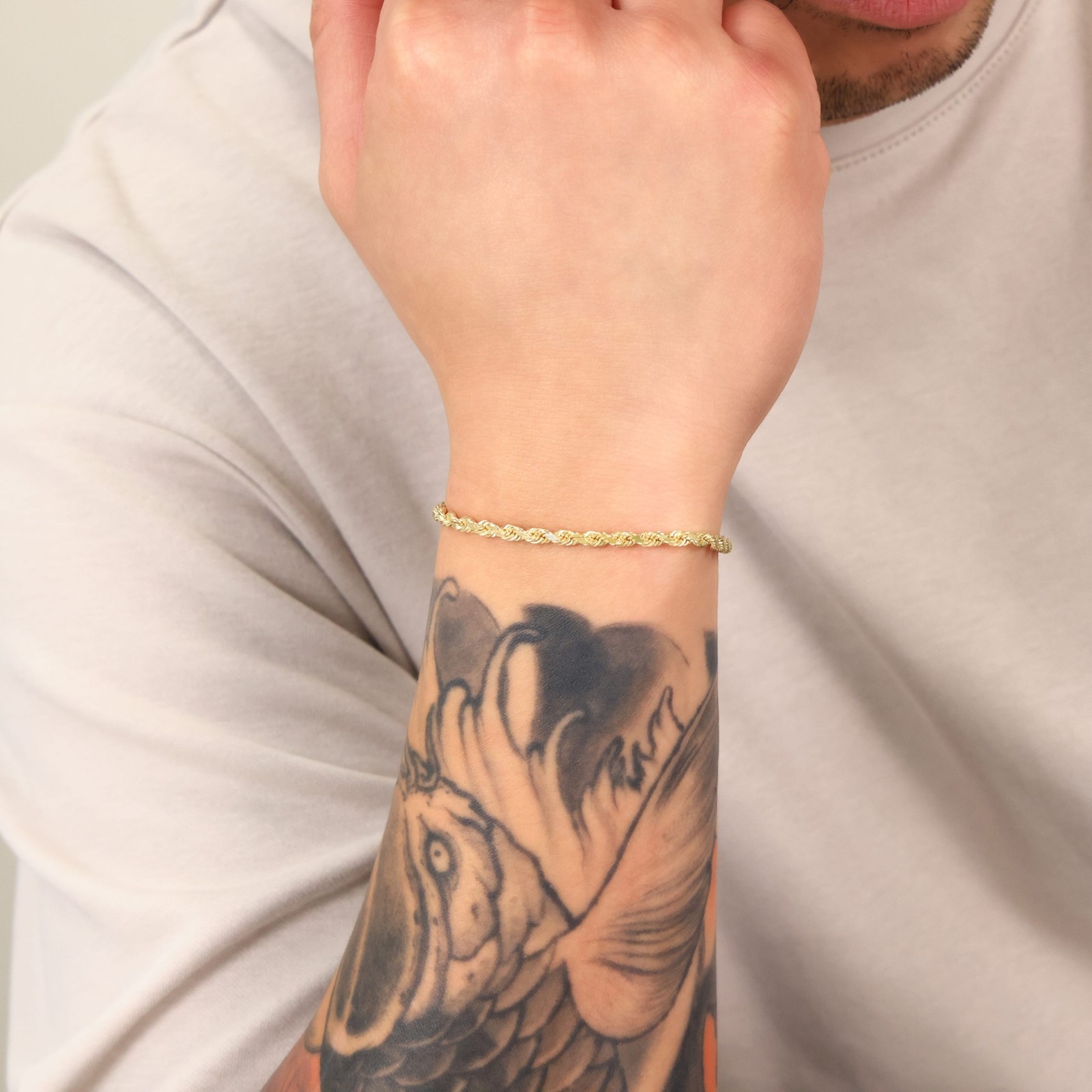 14K Yellow Gold 3mm Diamond Cut Rope Chain Link Bracelet Lobster Clasp 7″ 8″ 9″