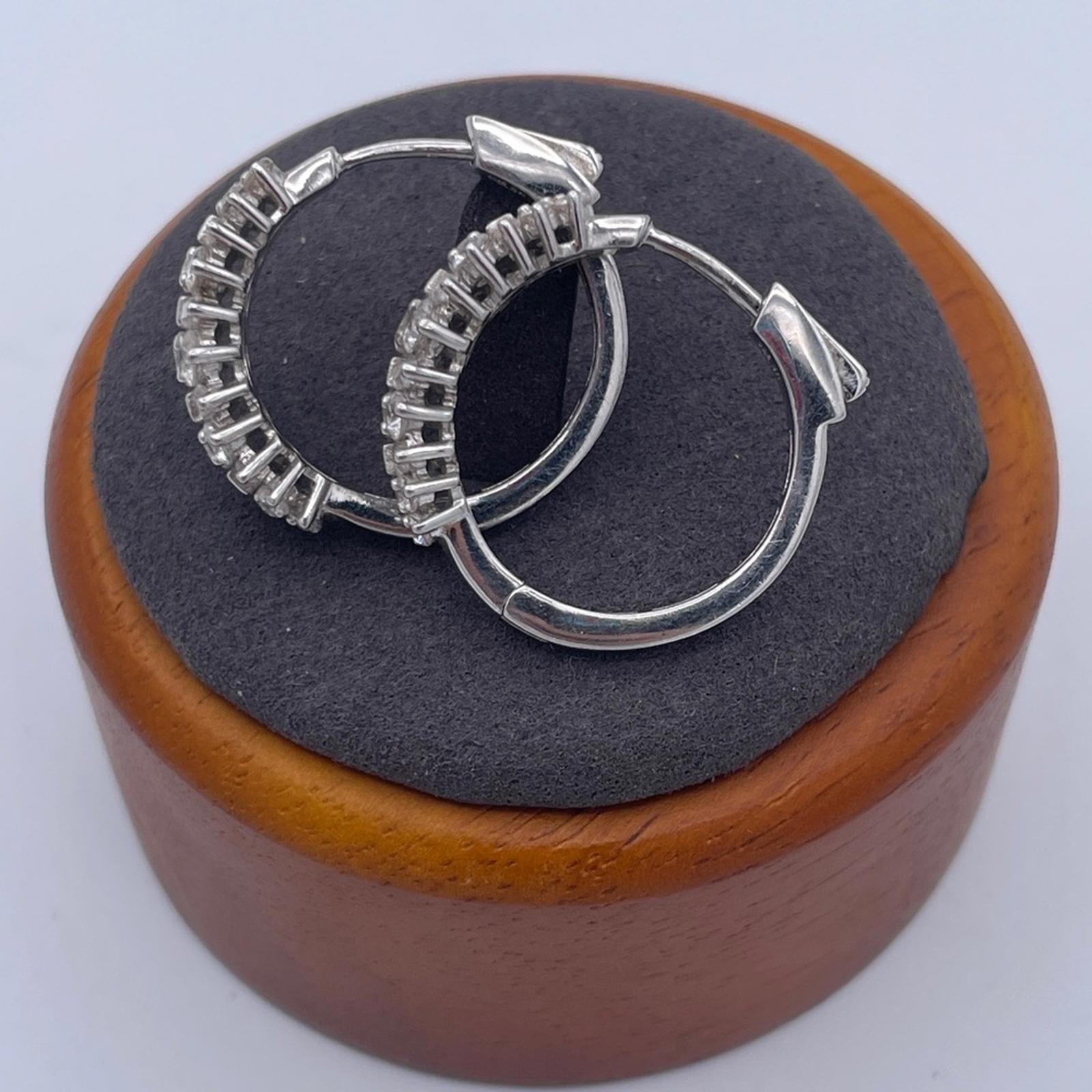 FZN Fusion Creation Sterling Silver CZ Pavé Leverback Hoop Earrings 925 Designer