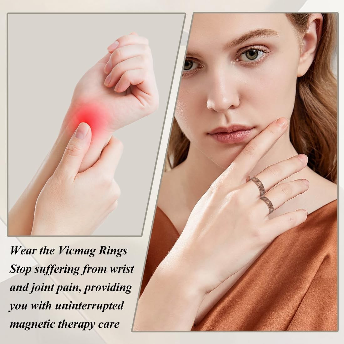 Copper Magnetic Ring for Women 99.9% Copper Finger Ring Strong Magnet Ring Co…