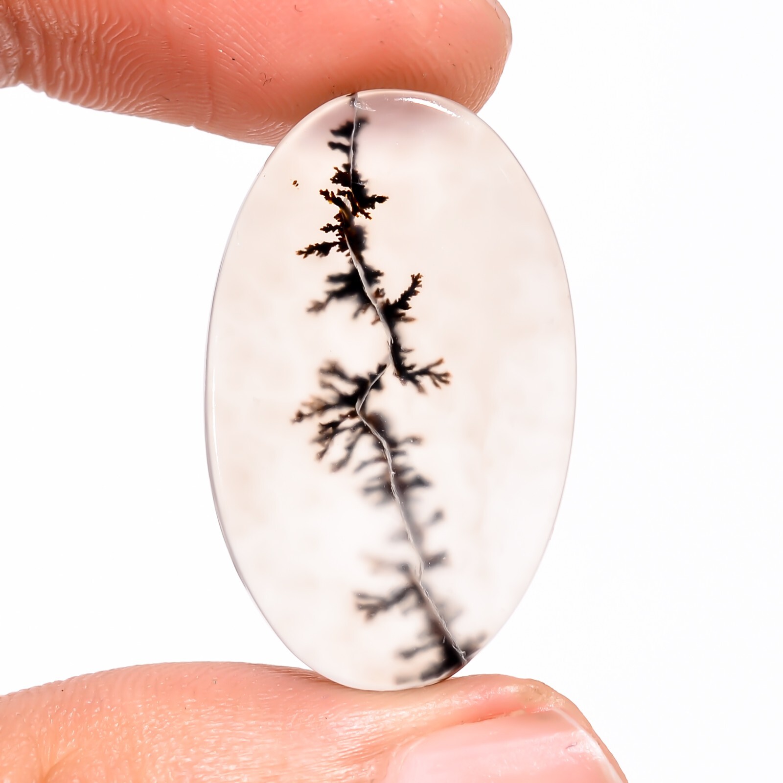 Natural Scenic Dendritic Agate Oval Cabochon Gemstone 17x28x3mm 16.15 CTS. BC-57