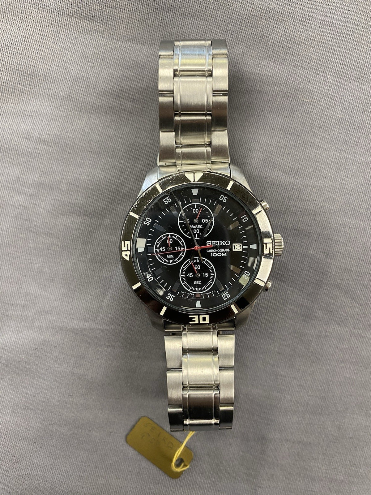 Seiko SND495P1 7T92-0AA0 Chronograph 100M Black Dial Quartz Men’s Watch Works