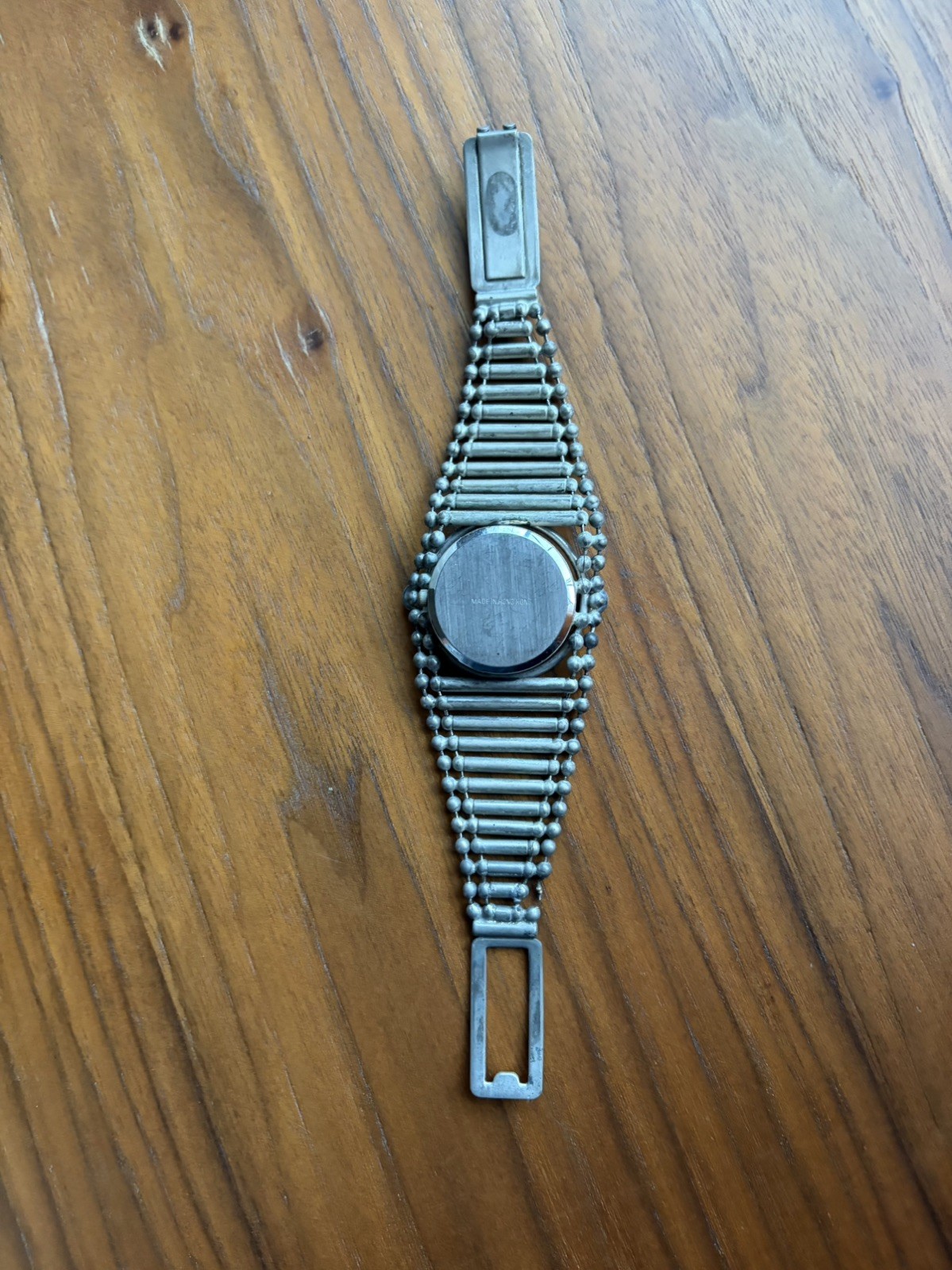 Vintage Giordano Quartz Watch Silver Tone Industrial Bead Tube Link Japan Movt