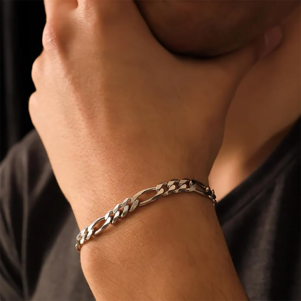 Real Sterling Silver Bracelet for Teen Women & Men 9.0″ IN 5 MM Figaro Chain