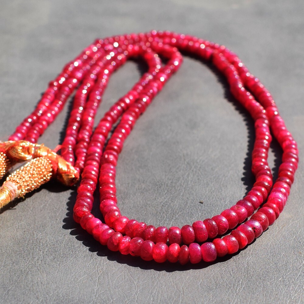 Most Beautiful 218 Cts Natural Red Ruby Round Shape Beaded Necklace SK 13E467
