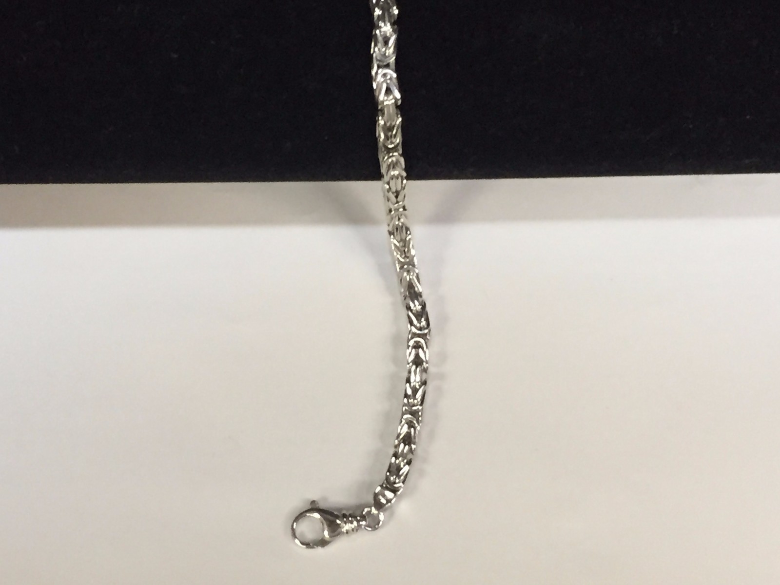 14k White Gold 24″ Mens Solid Byzantine Square Super 4mm 70grams Chain/necklace