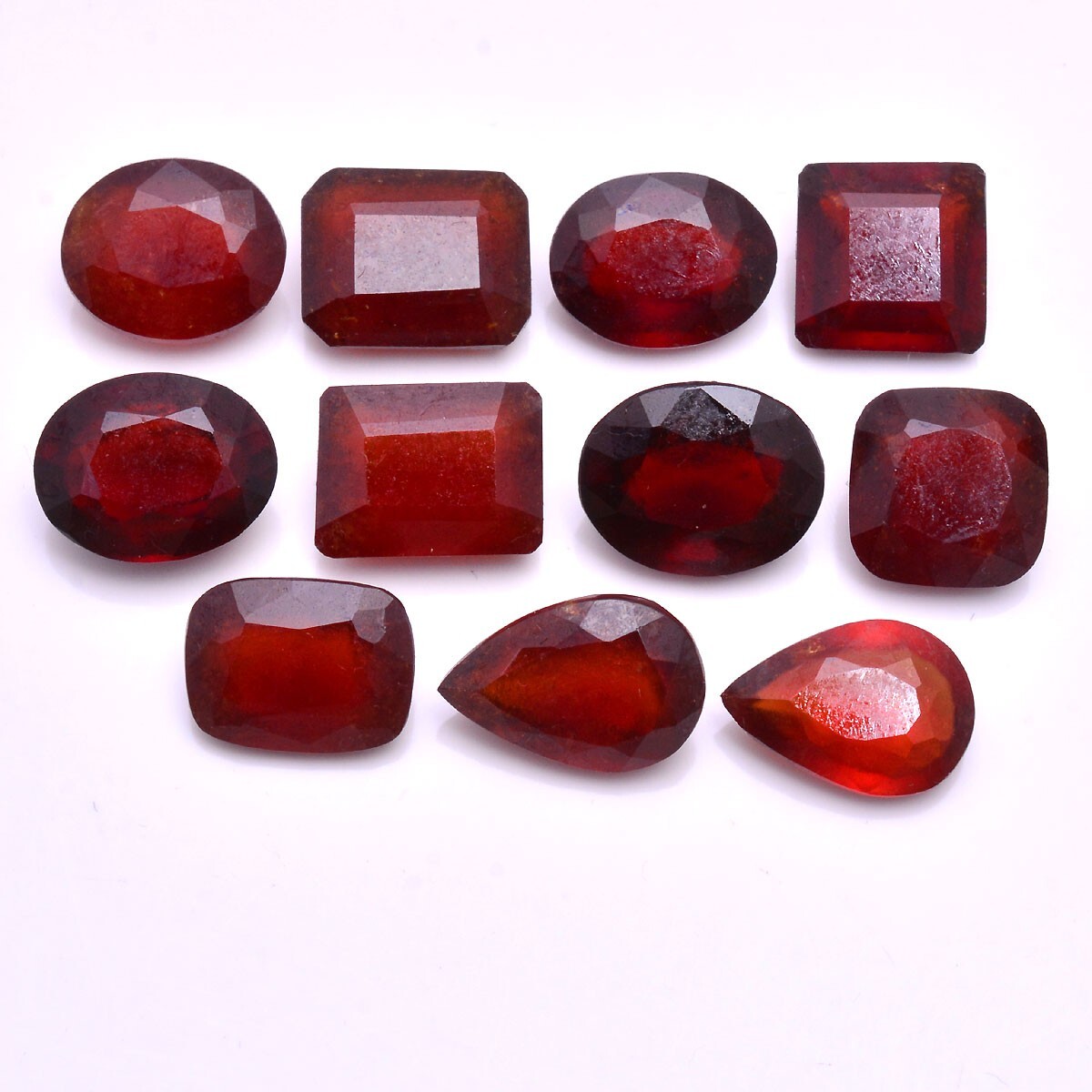 11 Pcs Natural Hessonite Garnet 12mm-15mm Untreated Faceted Cut Loose Gemstones