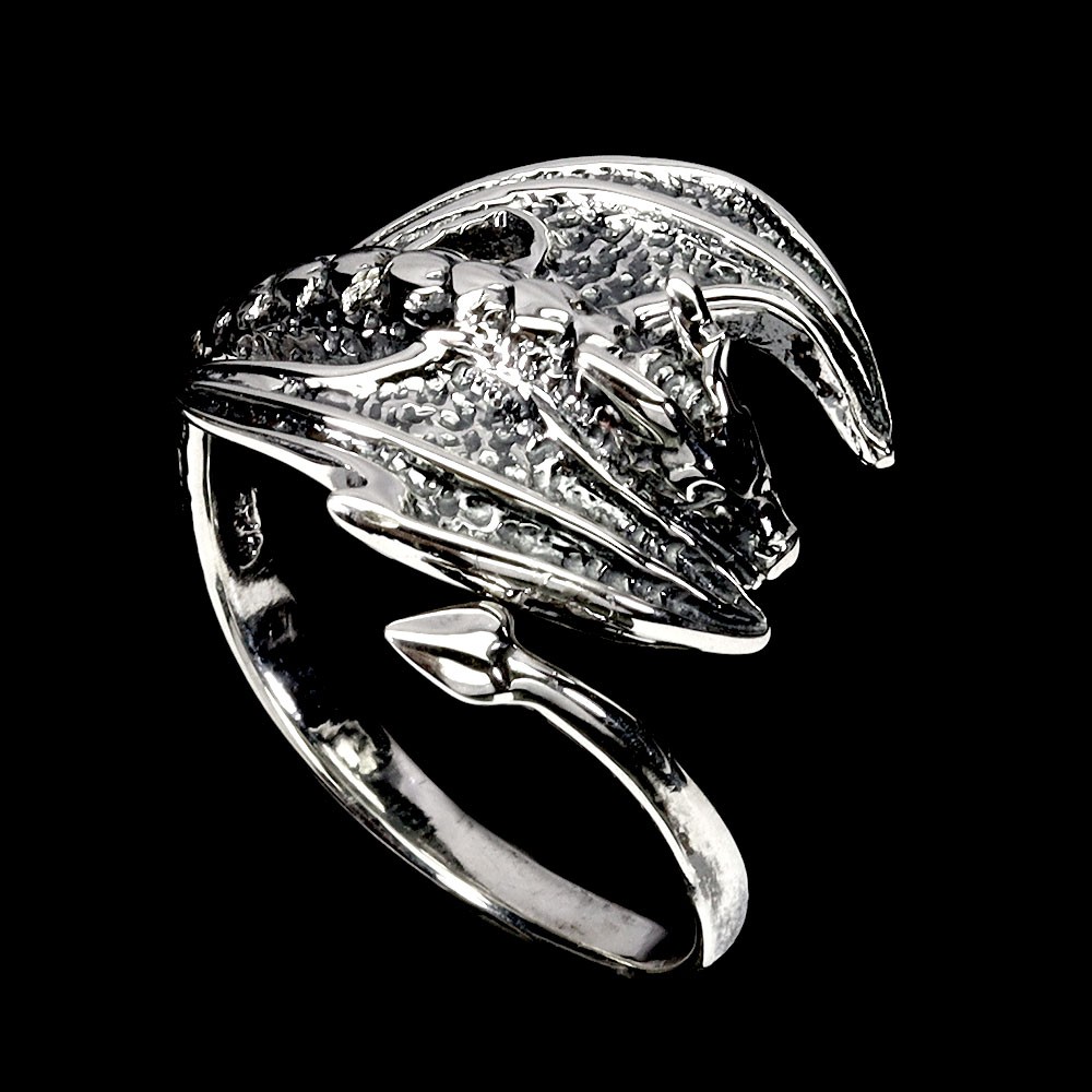 925 Sterling Silver Ring Dragon 18x18mm Jewelry Size 7