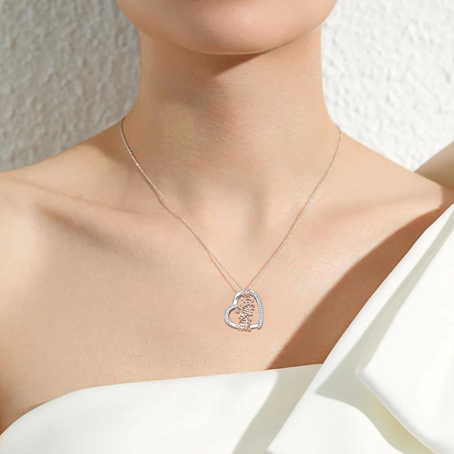 DNA Double Helix Chemistry Necklace 925 Sterling Silver Heart Pendant Gift Women