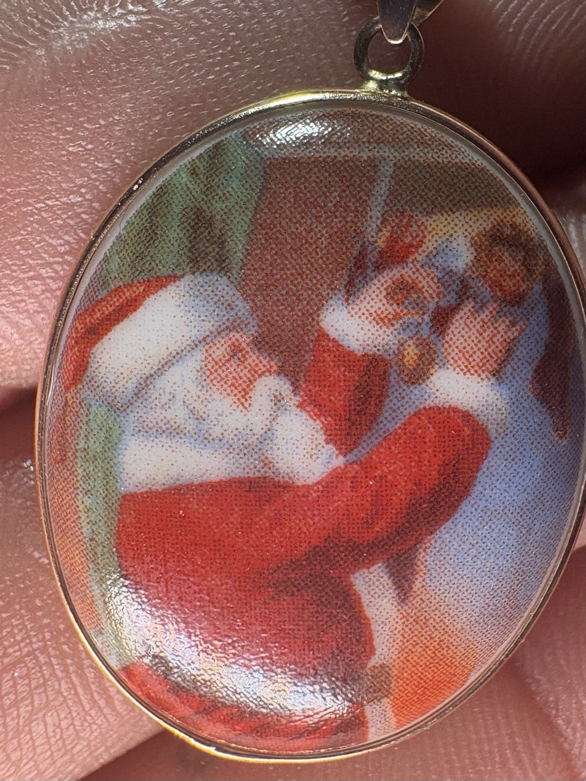 14K Yellow Gold Santa Pendant Night Before Christmas Quote 34mm 2.8mmB 3.0G MC