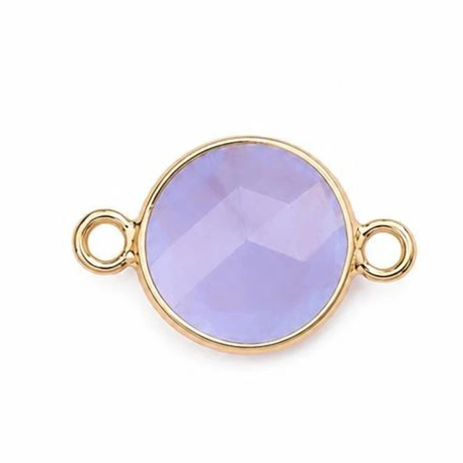 12PC Wholesale 11mm Round Natural Gemstone Connector Gold Charms for DIY Jewelry