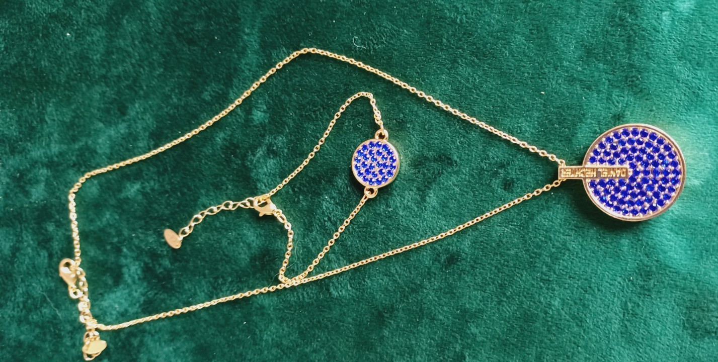 Daniel Hechter Necklace & Bracelet Set Blue Rhinestones Gold Tone Jewellery Gift
