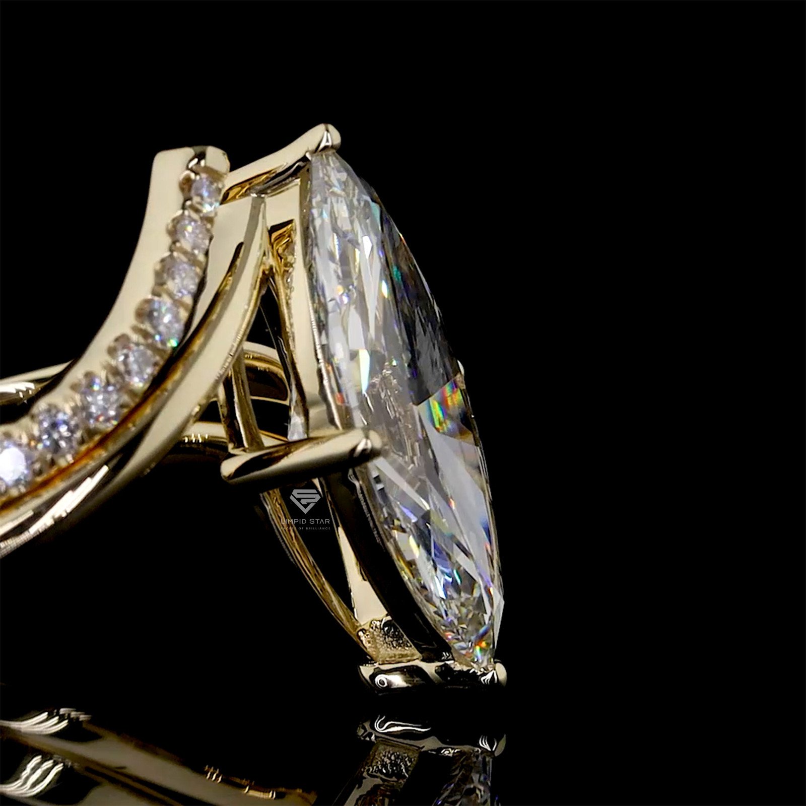 2.40CT Marquise Cut Lab Grown Diamond Ring G VS1 IGI 14K Yellow Gold Size 6