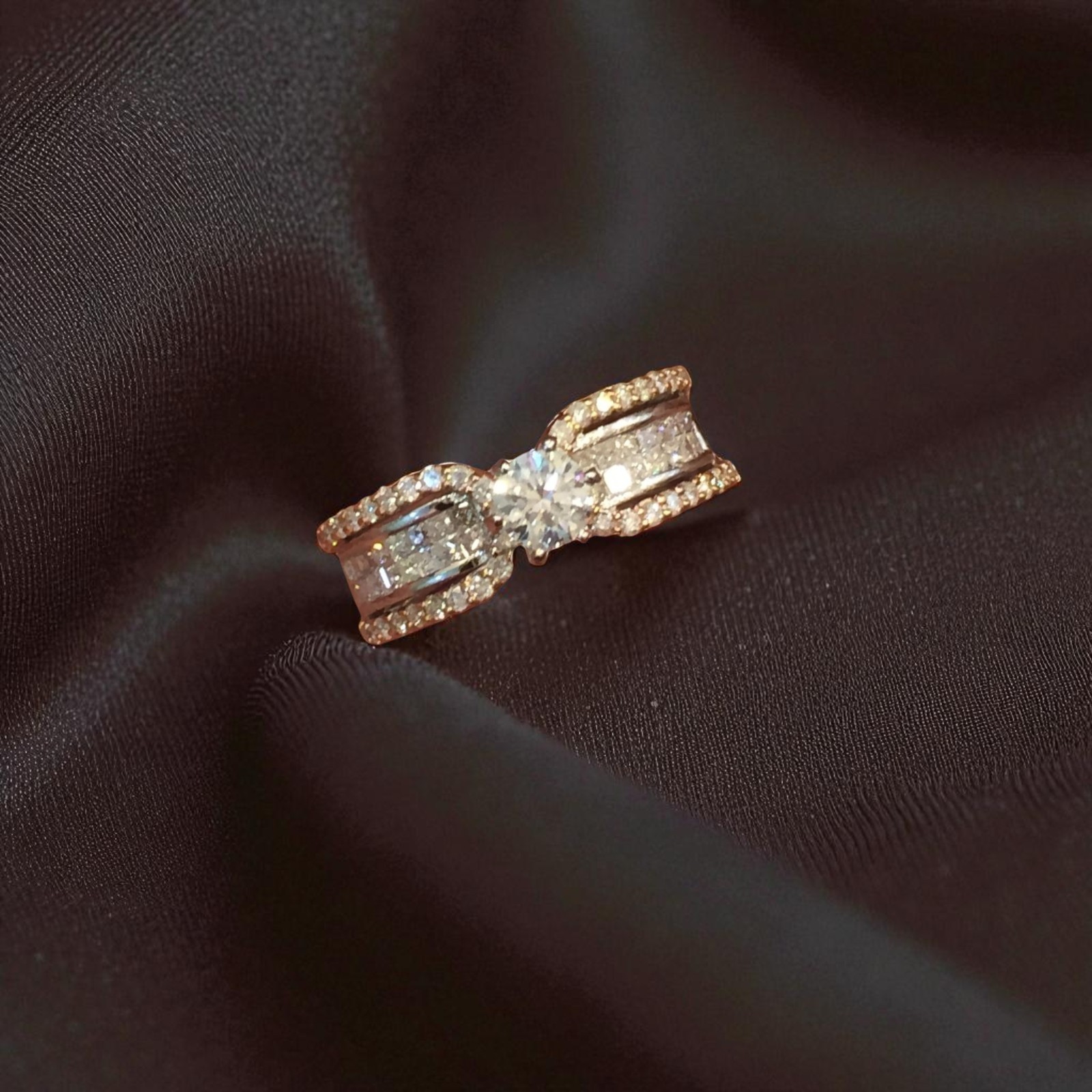 GIA Certified 1.45 TCW F/VS1 Round Princess Cut Diamonds Solitaire Ring 14K Gold